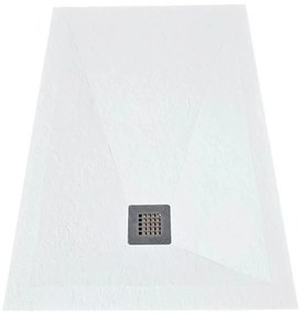Cadita Dus Rectangulara HouseXL StoneCore Premium 120x80 cm / 140x80 cm, Compozit Granit, Sifon Metalic Inclus (Culoare: Alb, Dimensiune: 120x80 cm)