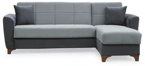 Coltar DUBLIN extensibil, cu lada depozitare, colt interschimbabil, gri, 236x146x80 cm