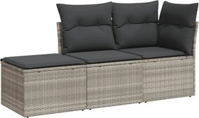 vidaXL Set canapele de grădină cu perne, 3 piese gri deschis poliratan