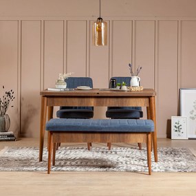 Set mobilier sufragerie Vlasta 1 (nuc + albastru închis) (pentru 4 persoane). 1072190