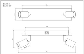 Spot DREW 2xGU10/35W/230V negru Globo 57998-2