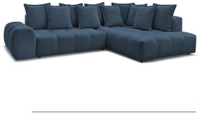 Colțar albastru închis extensibil/cu spațiu de depozitare cu tapițerie din chenille (cu colț pe partea dreaptă/în formă de ”L”) Everest – Bobochic Paris