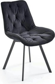 Scaun pivotant K519, negru, stofa catifelata/metal, 54x63x86 cm