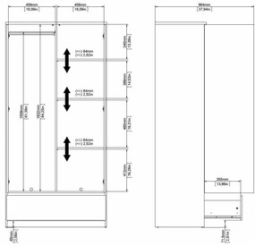 Șifonier alb 99x201 cm Naia - Tvilum
