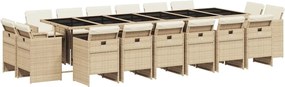 vidaXL Set mobilier de grădină cu perne, 17 piese, bej, poliratan