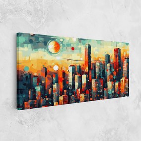 Tablou Canvas, 40x80cm, Dormitor si Living, Peisaje, Urbane, Colorful City Painting