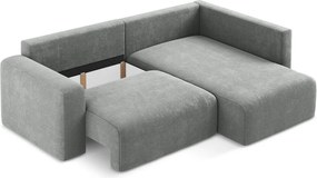 Colțar gri extensibil/cu spațiu de depozitare cu tapițerie din chenille (cu colț pe partea dreaptă/în formă de ”L”) Kona – Makamii