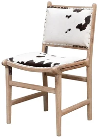 Scaun dining, din piele de vaca si lemn de mango, Isere