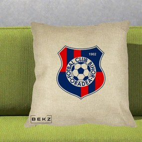 Perna Personalizata FC Bihor Oradea 1902 Fotbal, 40x40 cm, Crem, Husa Detasabila, Perna Inclusa, BEKZ®