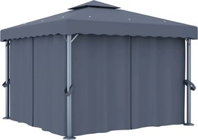vidaXL Pavilion cu perdea, antracit, 3 x 3 m, aluminiu