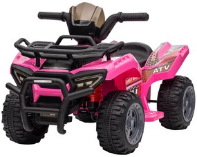 HOMCOM ATV Eletric pentru Copii 18-36 Luni cu Baterie Reincarcabila 6V, Mini ATV pentru Copii din Metal si PP, 70x42x45 cm, Roz