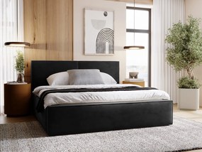 Pat matrimonial 140 cm Sekozzo (Negru) (cu somieră) (cu sp. depozitare). Promo -17%. 1104190