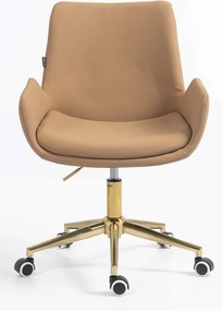 HR240K Scaun Carmel Piele Ecologica Premium Soft cu Bază Aurie