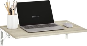 HOMCOM masă pliantă de perete 60x40 cm, birou flotant economisitor de spațiu cu colțuri rotunjite, pentru birou de acasă, living, dormitor, bucătărie, stejar | Aosom Romania