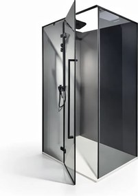 Cabina dus HYDRA 80x120 dreptunghiulara, geam fumuriu securizat 8 mm, profil negru mat