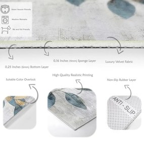 Covor tip traversă albastru deschis/auriu lavabil 80x200 cm Golden Leaves – Mila Home