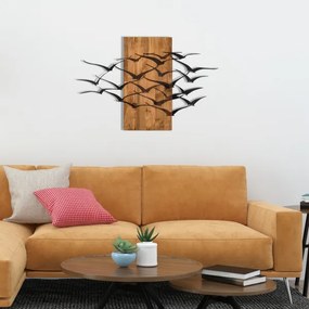 Decorațiune de perete 86x58 cm lemn/metal păsări