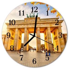 Ceas de perete din sticla rotund Berlin Berlin galben