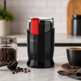 Rasnita elevctrica pentru cafea Oliver Voltz , 150 W, 60 g, Sistem de siguranta, Cutite din otel, Negru