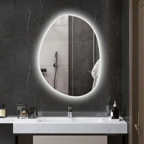 HOMCOM Oglindă de Baie LED cu Comutator Tactil Inteligent și  Intensitate Reglabilă, 80x5x60 cm, Argintiu | Aosom Romania