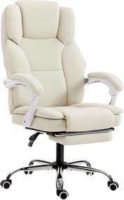 HOMCOM Scaun de birou ergonomic, fotoliu de birou cu spătar înclinat, înălțime reglabilă, 64x73x112-120cm, bej | Aosom Romania