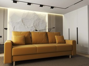 Canapea extensibilă dumonde cu ladă de depozitare si sezut confortabil din spuma high-density, Kronos Royal Mustar 210x100 cm