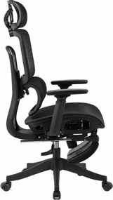 Scaun Ergonomic Premium Mesh cu Suport pentru Picioare, Reclinare 145°, Tetieră Reglabilă, Cotiere 3D, Suport Lombar Elastic și Șezut cu adâncime reglabilă, Negru