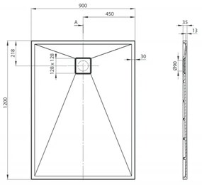 Set cabina dus neagra cu usa culisanta 120x90 cm plus cadita dus compozit Deante, Correo