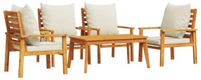 3211804 vidaXL Set mobilier de grădină cu perne, 5 buc., lemn masiv acacia