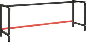 vidaXL Cadru banc de lucru, negru mat/roșu mat, 220x57x79 cm, metal