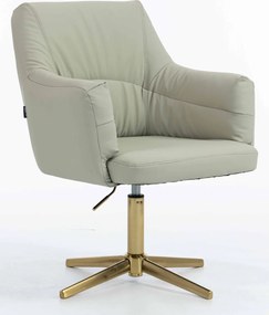 HR840CROSS Scaun Culoarea Inului Piele Ecologica Premium Soft cu Bază Aurie