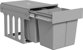 HOMCOM Coș de gunoi extractibil sub chiuvetă cu 3 containere Capacitate totală 31L (15L+8Lx2) Montare inferioară Gri deschis | Aosom Romania