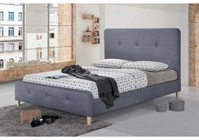 Pat tapitat Colon 90x200cm, cadru din lemn cu somiera fixa, culoare Gri