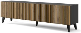 Masă TV F 4D 200 Rowanna (Stejar artisan + Negru). 1125082