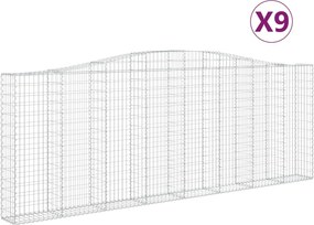 vidaXL Coșuri gabion arcuite 9 buc. 400x30x140/160 cm fier galvanizat