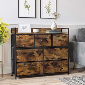 Comoda Multifunctionala, Maro / Negru, MDF / Metal, Vasagle, LTS137B01