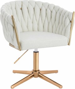 HR750CROSS Scaun Crem Boucle cu Bază Aurie