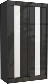 Dulap cu usi glisante 120x215 cm, Karen, ADRK Furniture (Culoare: Negru / Alb Lacobel)