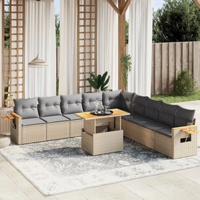 vidaXL Set canapele de grădină cu perne, 11 piese, bej, poliratan