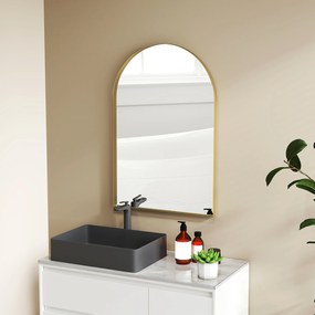 HOMCOM Oglindă murală arcuită oglindă de baie cu cadru din aliaj de aluminiu pentru dormitor living intrare 60 × 90 cm aur | Aosom Romania