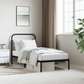352571 vidaXL Cadru pat metalic cu tăblie, negru, 90x200 cm