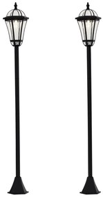 Outsunny Set 2 Lampi Solare de Gradina, Lumini de Exterior Solare cu 2 LED, Aprindere Automata si Durata 6 Ore, Negru | Aosom Romania
