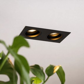 Spot încastrat inteligent negru, dreptunghiular, reglabil, incl. 2 WiFi GU10 - Chuck