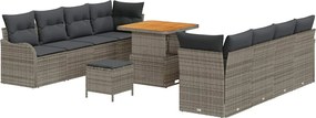 vidaXL Set de canapele pentru grădină cu pernă 11 pcs Gri poliratan