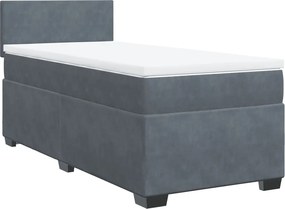 vidaXL Pat box spring cu saltea, gri închis, 80x200 cm, catifea