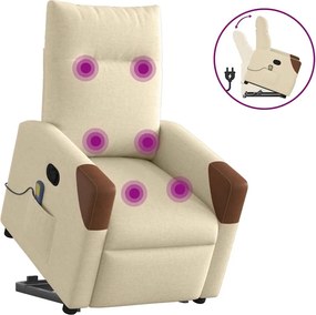 vidaXL Fotoliu masaj rabatabil cu ridicare, crem, material textil