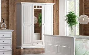 Dulap lemn masiv alb Linea, 156 × 65 × 190 cm