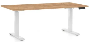 Masă înălțime reglabilă OfficeTech C, 160 x 80 cm, picioare albe, stejar kraft