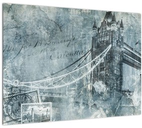 Tablou pe sticlă - Tower Bridge în tonuri reci (70x50 cm)