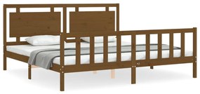 3192189 vidaXL Cadru pat cu tăblie, maro miere, 200x200 cm, lemn masiv